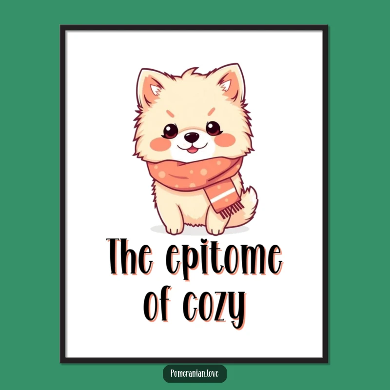 Funny Pomeranian Cozy Scarf Digital Art: Instant Warmth for Your Screen