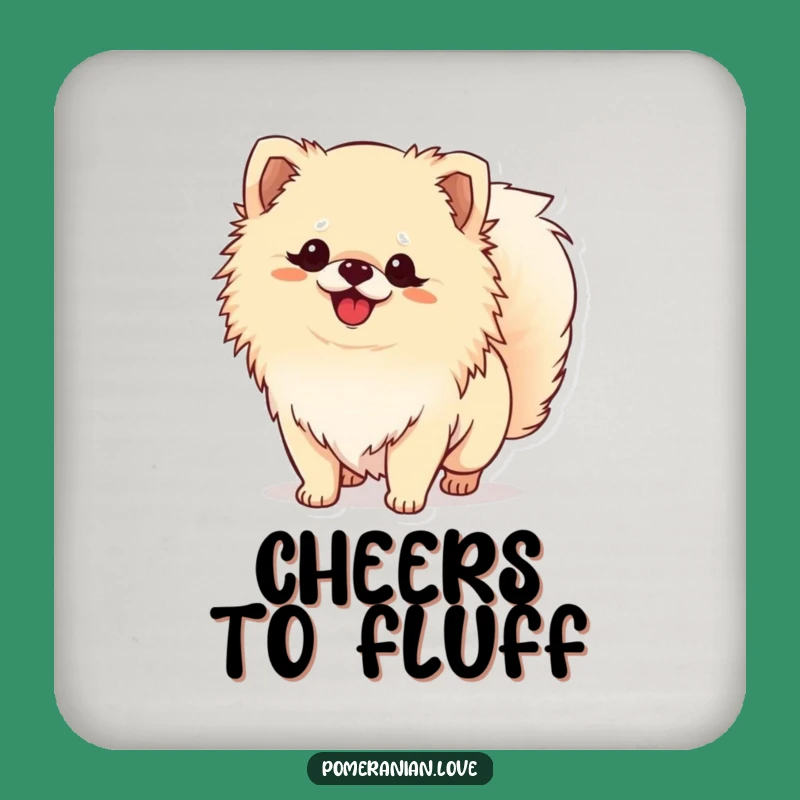 Funny Pomeranian Tail Wagging Coaster - Protect Surfaces with Doggy Charm!