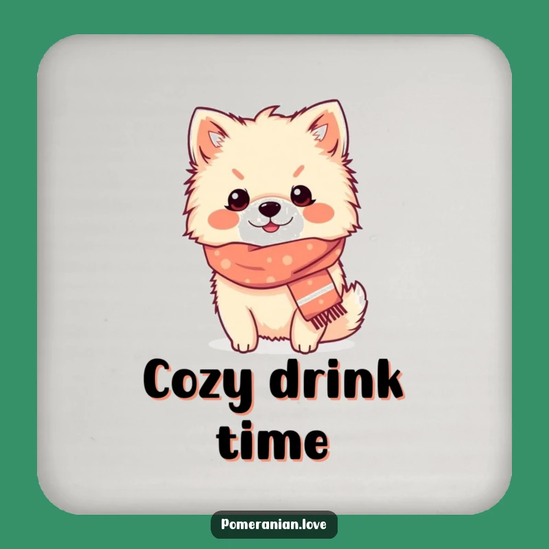 Funny Pomeranian Cozy Scarf Coaster: Protect Surfaces with This Content Pup