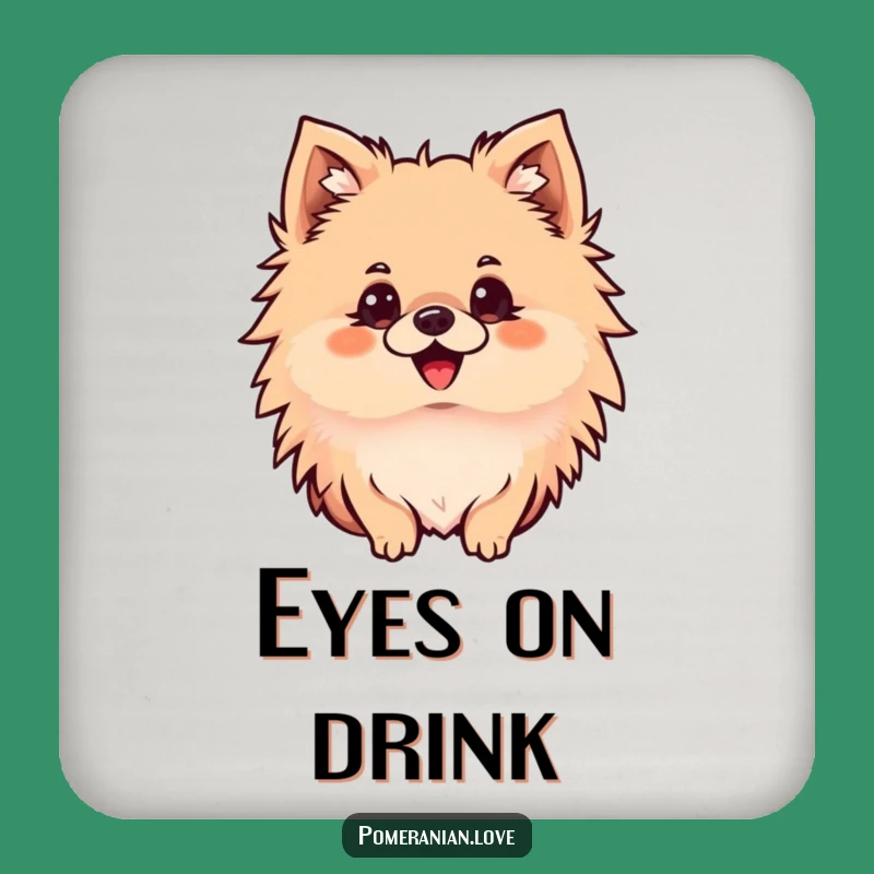 Funny Pomeranian Drink Coaster: Curious Dog, Cute Decor Gift