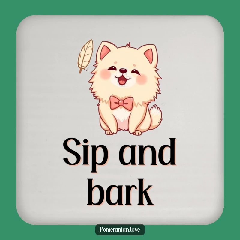 Funny Bowed Pomeranian Coasters: Protect Surfaces with Cheerful Feather Barking