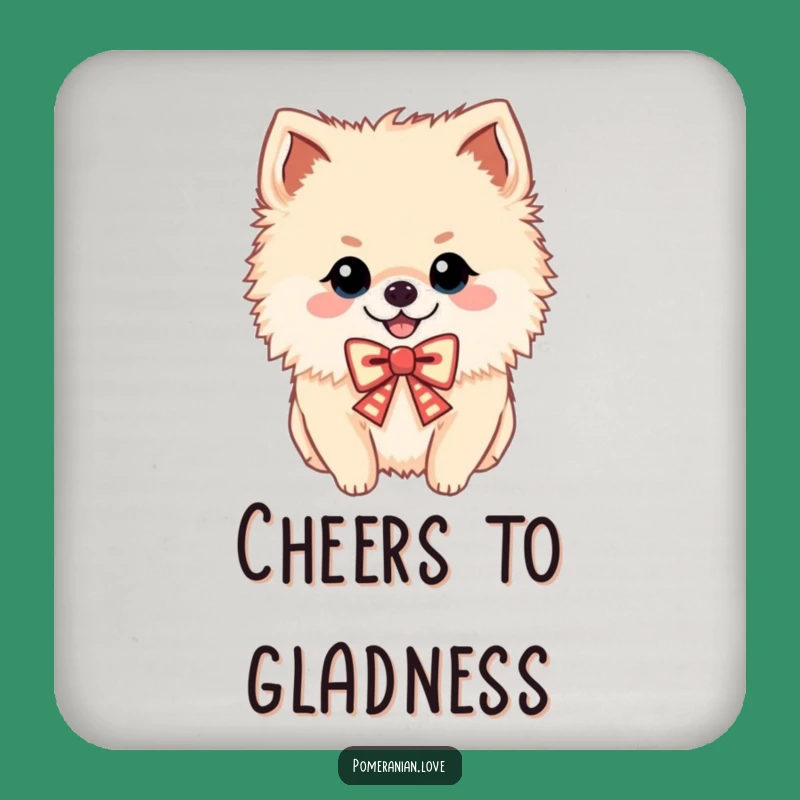 Funny Cheerful Pomeranian Drink Coaster - Festive Pup Protection Gift