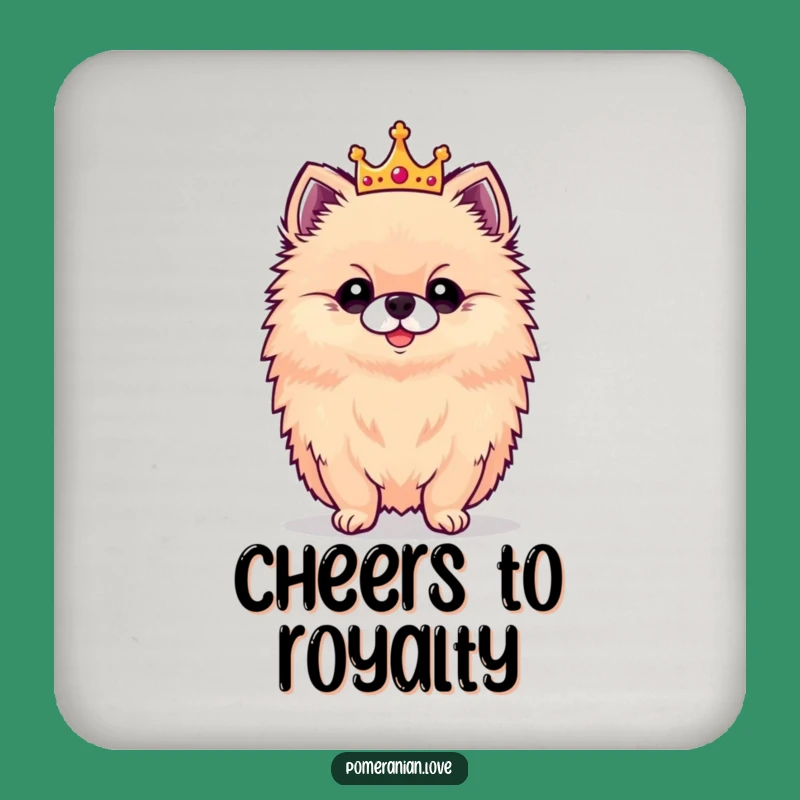 Funny Crowned Pomeranian Coaster - Protect Surfaces Royally