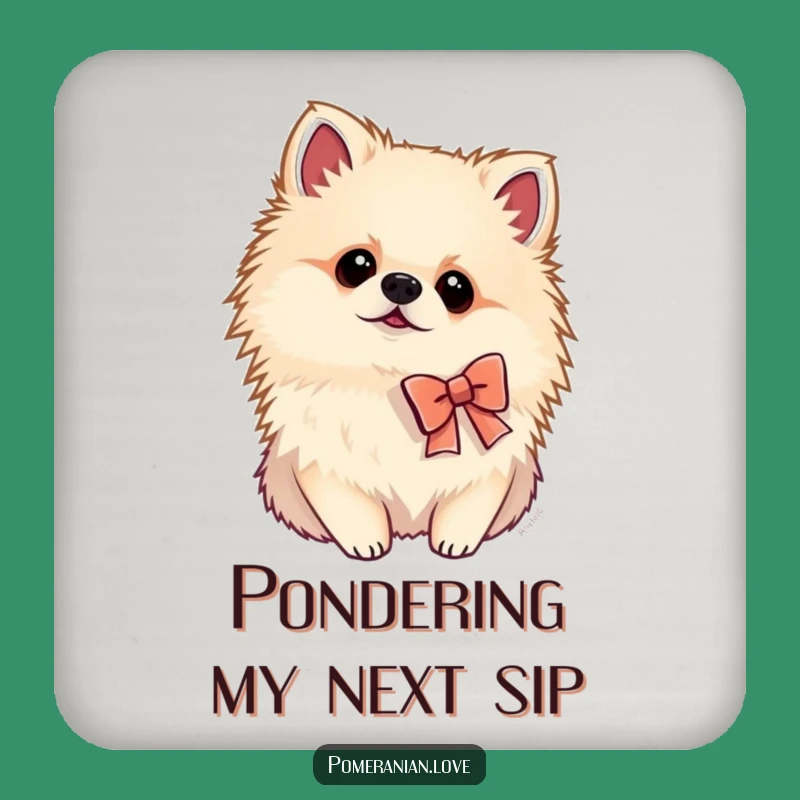 Funny Pomeranian Bow Coaster Set: Protect Surfaces with Pawsitive Charm