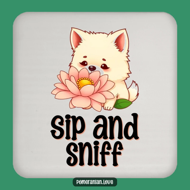 Funny Pomeranian Flower Coaster - Floral Protection