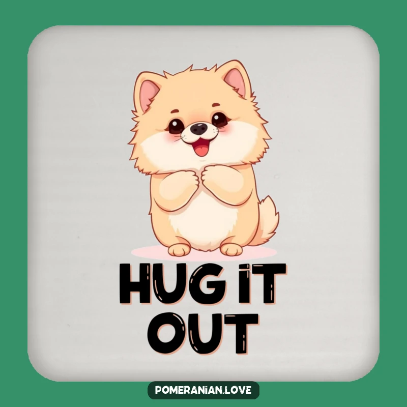 Funny Pomeranian Hug Coaster: Eager Dog Drink Protector, Hilarious Table Gift