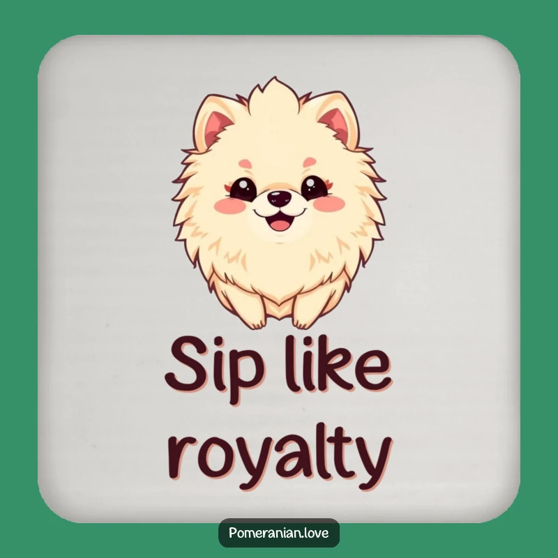 Funny Pomeranian Mane Drink Coaster: Protect Surfaces With Fluffy Dog Flair!