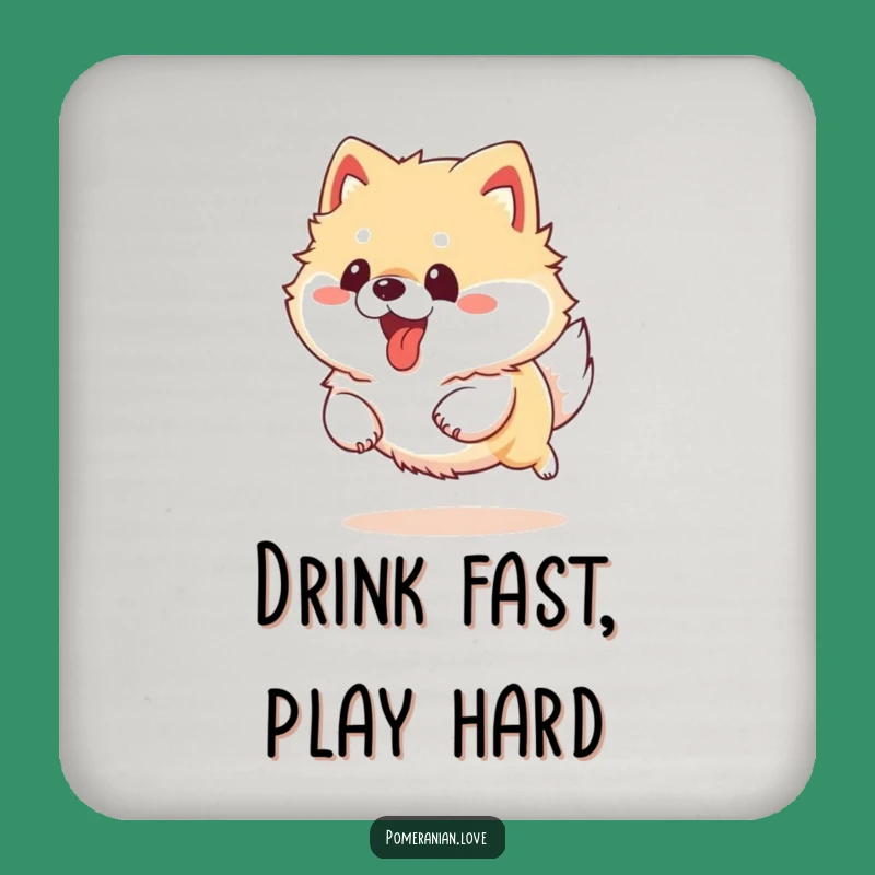 Funny Pomeranian Running Coaster - Energetic Dog Table Protector - Gift