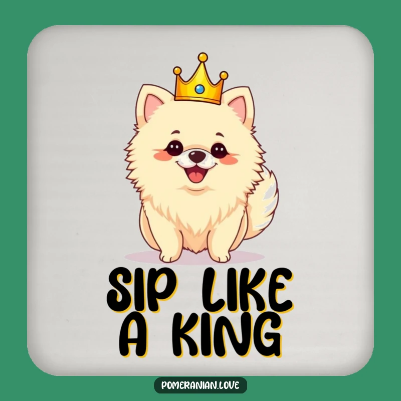 Funny Royal Pomeranian Crown Drink Coaster: Protect Surfaces Fit for Royalty