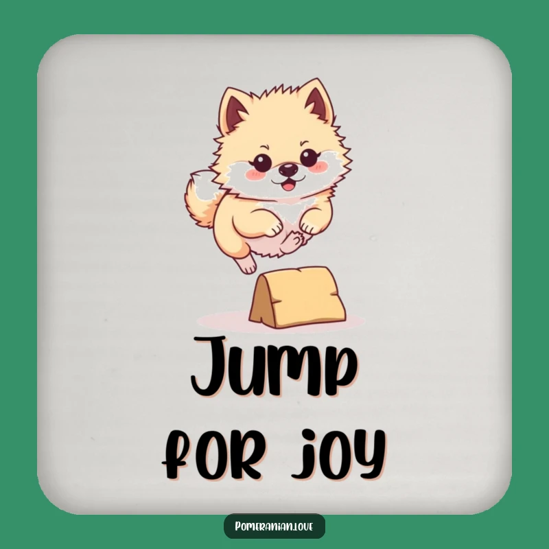 Funny Pomeranian Leap Drink Coaster: Protect Surfaces with Determined Style, Perfect Gift!