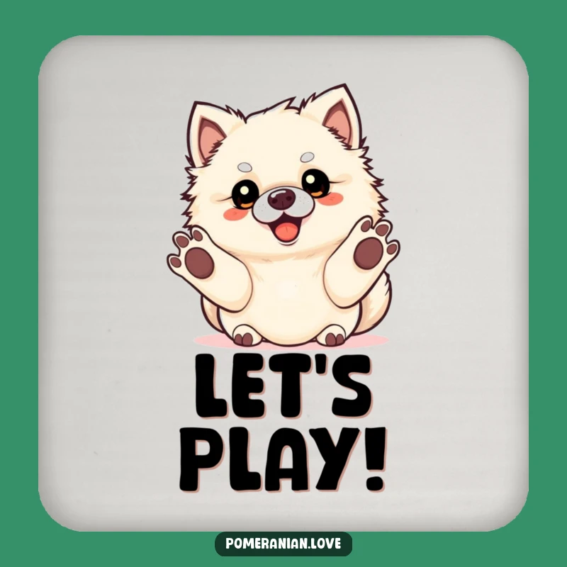 Funny Pomeranian Fetch Coaster - Eager Paws Protect Surfaces, Playful Decor