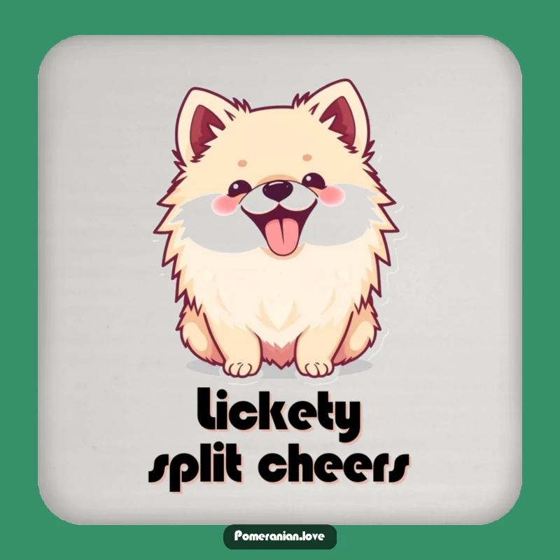Funny Pomeranian Tongue Out Drink Coaster: Protect Surfaces With Hilarious Doggy Smiles!