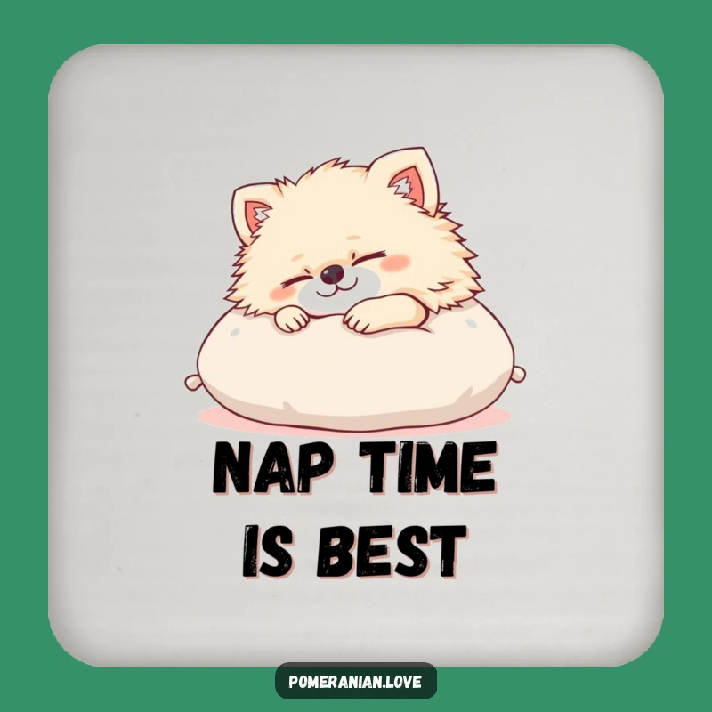 Funny Pomeranian Snooze Coaster: Content Dog Drink Protector, Hilarious Table Gift