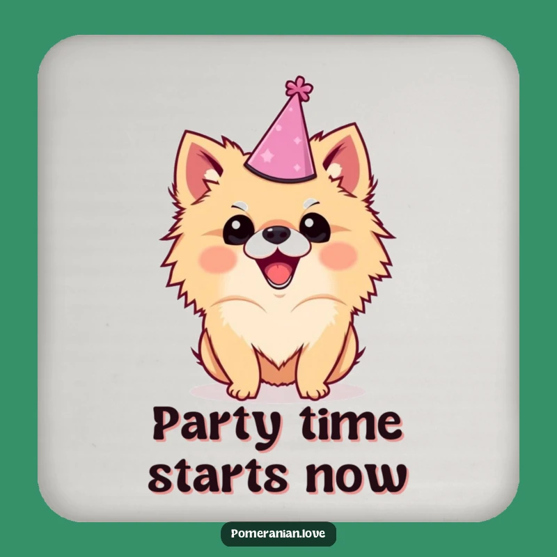 Funny Pomeranian Party Coaster: Protect Surfaces with Paws!