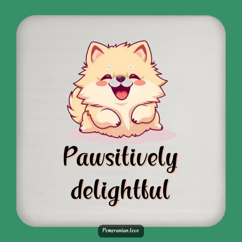 Funny Pomeranian Rolling Over Coaster - Protect Surfaces with Yip Humor