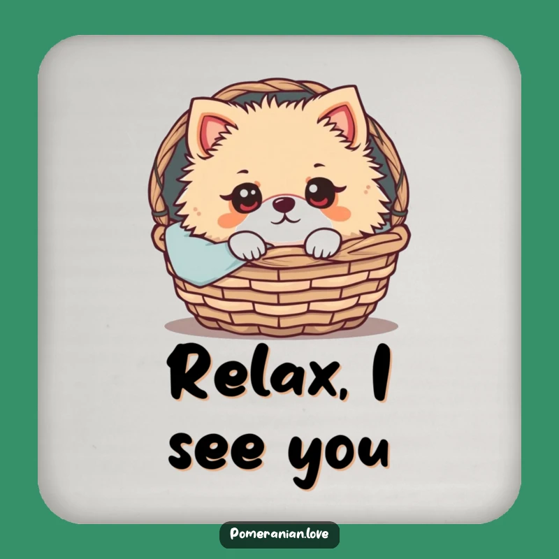 Funny Pomeranian Peek Drink Coaster: Protect Surfaces with Cozy Charm, Perfect Gift!