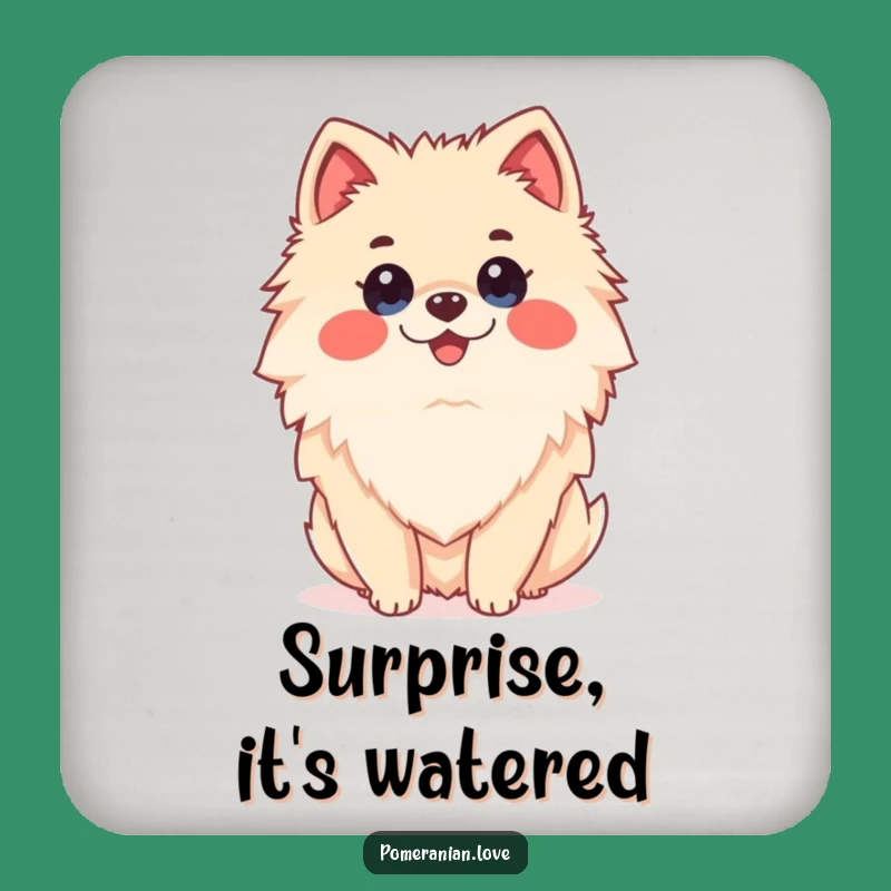 Funny Surprised Pomeranian Coaster - Shocked Dog Table Protector - Gift