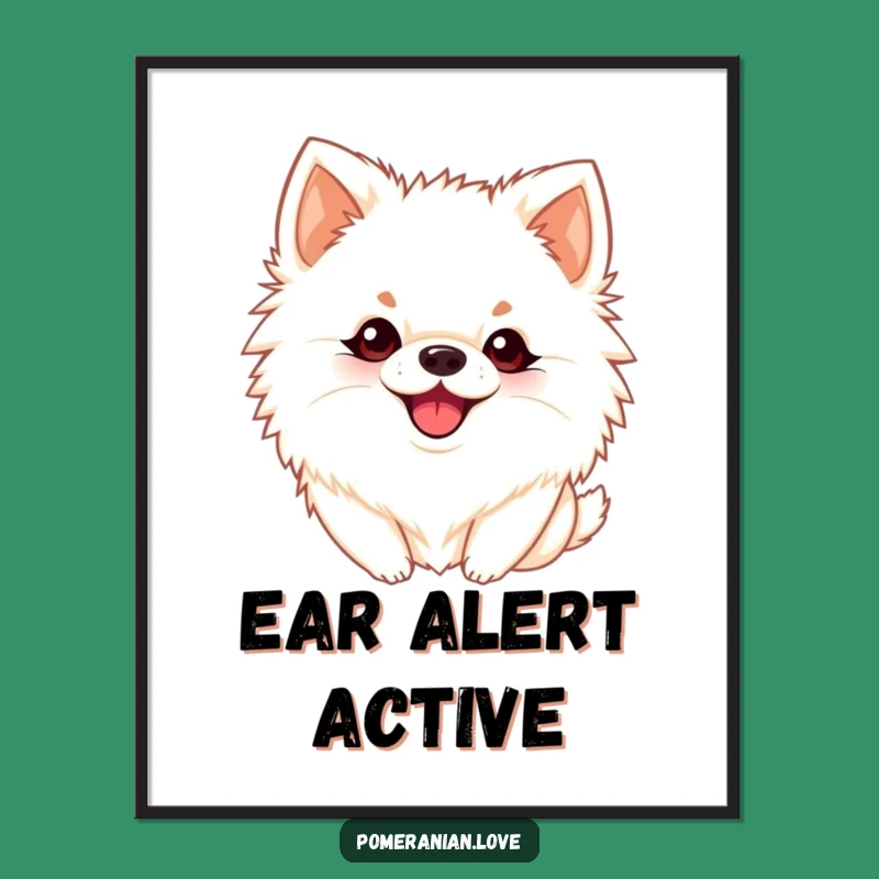 Funny Barking Pomeranian Window Poster: Playful Pup Art!