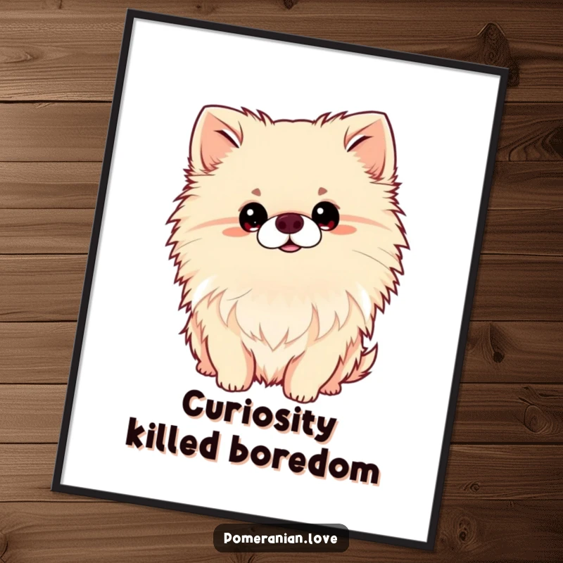 Funny Pomeranian Head Tilt Poster, wall art of a dog tilting its head, cute and humorous dog illustration, perfect home decor.