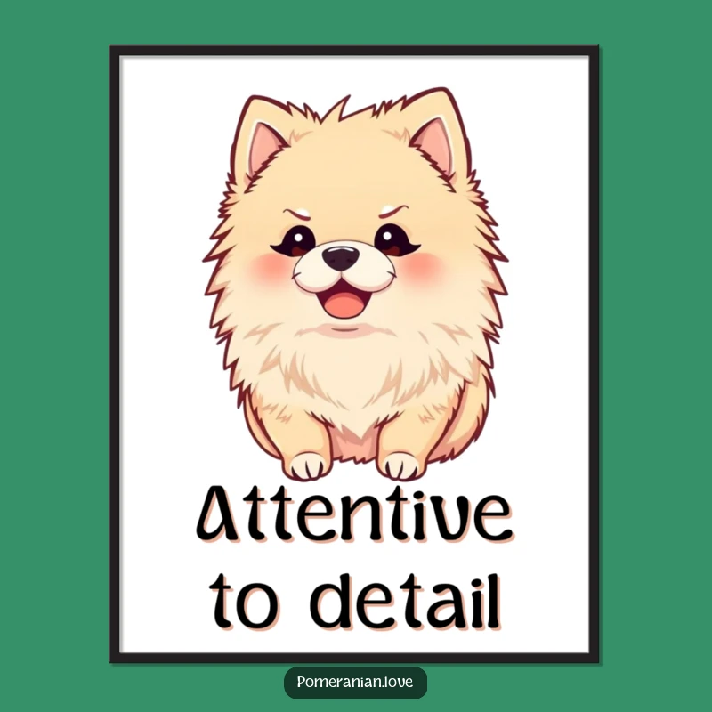 Funny Joyful Pomeranian Poster - Attentive Wall Art for Dog Lovers Gift
