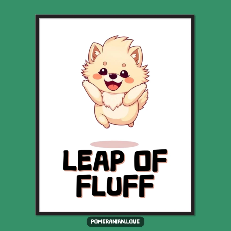 Funny Pomeranian Jump Poster: Fluffy Dog Art, Joyful Wall Decor Gift