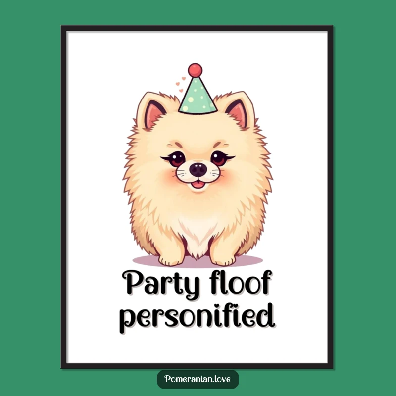 Funny Pomeranian Party Poster - Festive Dog Wall Art