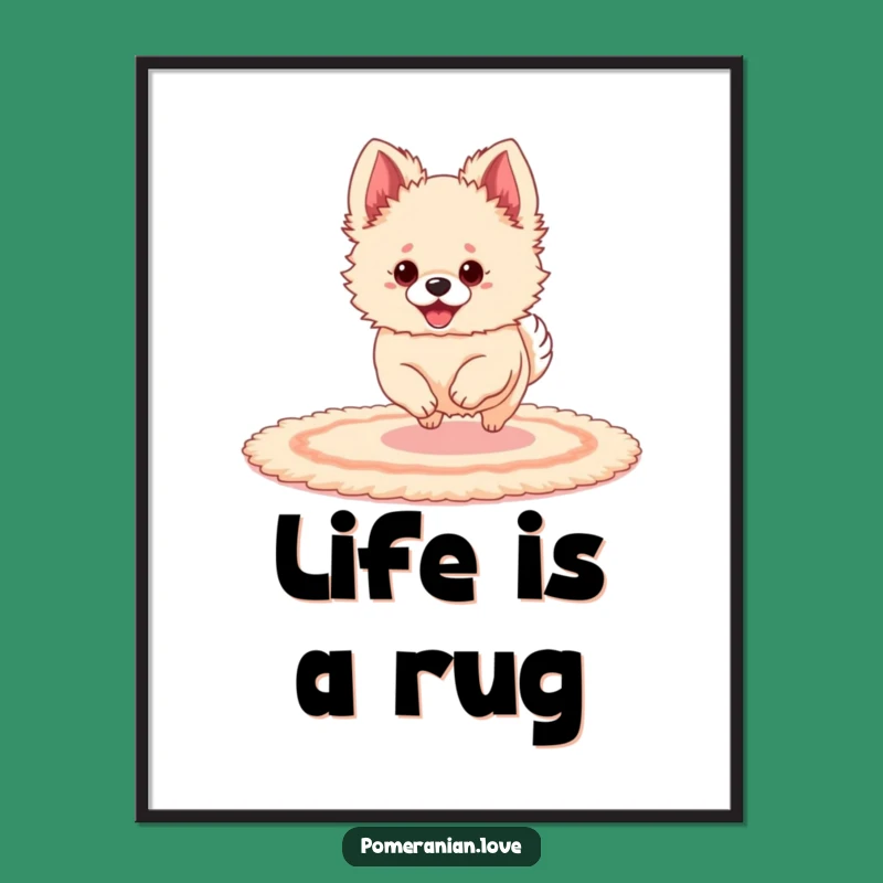 Funny Pomeranian Ear Bounce Poster: Playful Dog Wall Art, Cute & Quirky Funny Gift