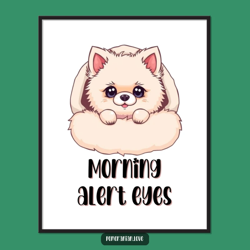 Funny Pomeranian Bed Poster: Curious Pup Art, Hilarious Dog Wall Decor