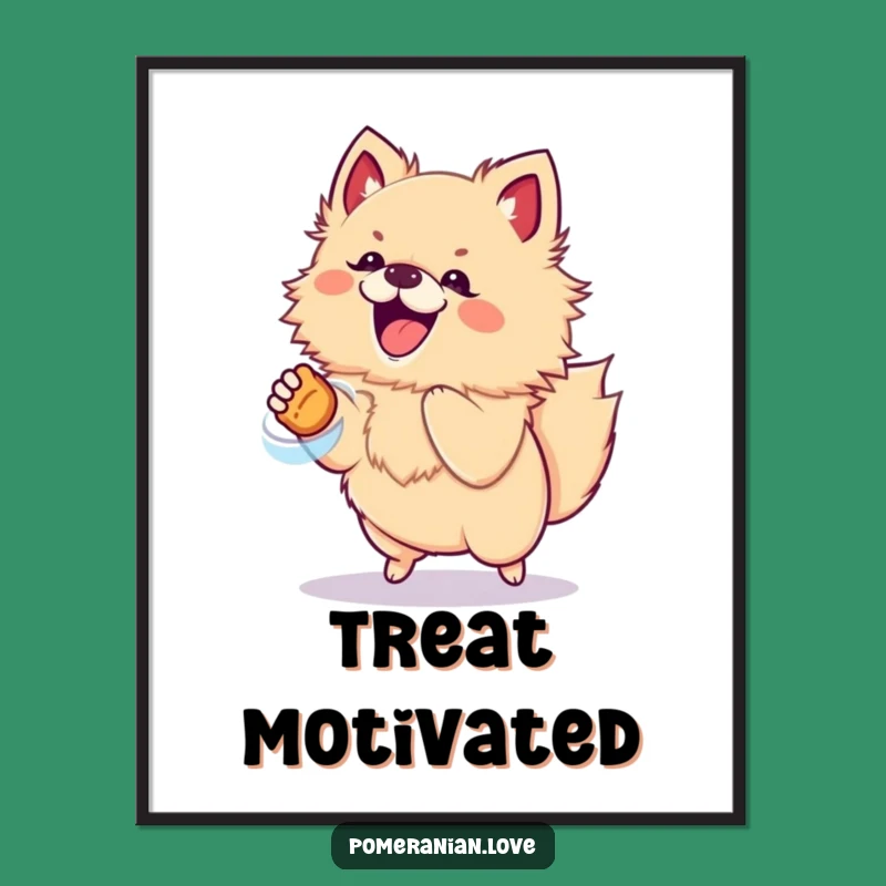 Funny Pomeranian Treat Jump Poster - Energetic Dog Art Hilarious Gift