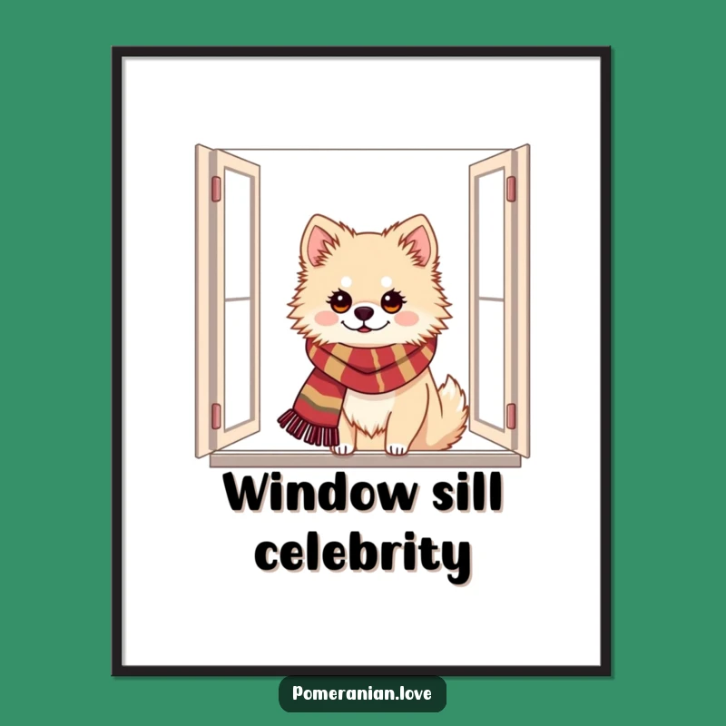 Funny Festive Pomeranian Window Poster: Bring Holiday Charm Home!