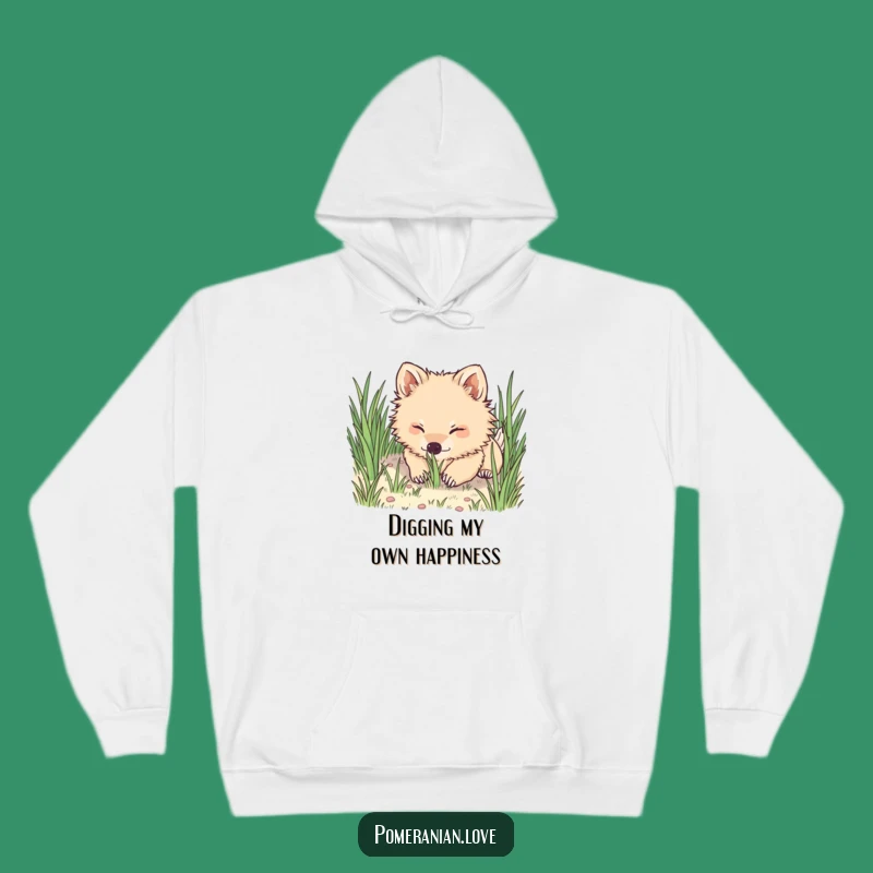 Funny Pomeranian Digging Hoodie: Cozy and Hilarious Dog Lover Gift for Cold Days