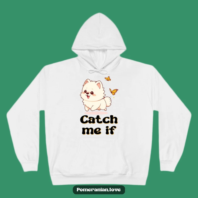 Warm Funny Playful Pomeranian Hoodie - Cozy Butterfly Chase Gift