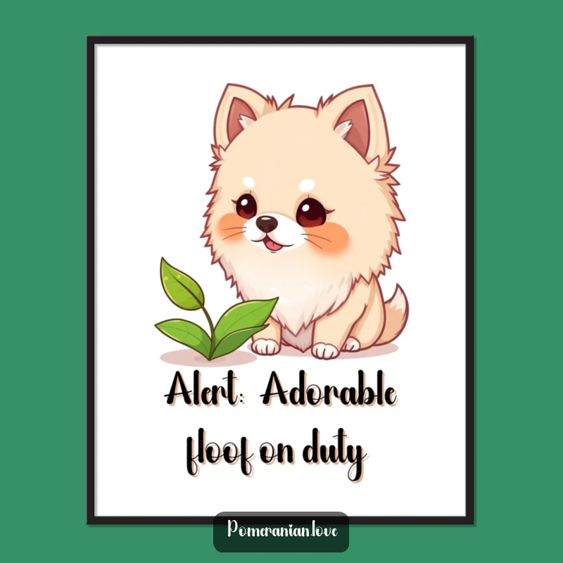 Funny Free Printable Wall Art: Pomeranian Leaf Bark! Downloadable Dog Art