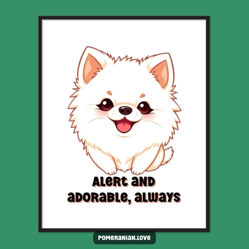 Free Printable Wall Art: Playful Pomeranian Barking. Humorous Downloadable Decor.