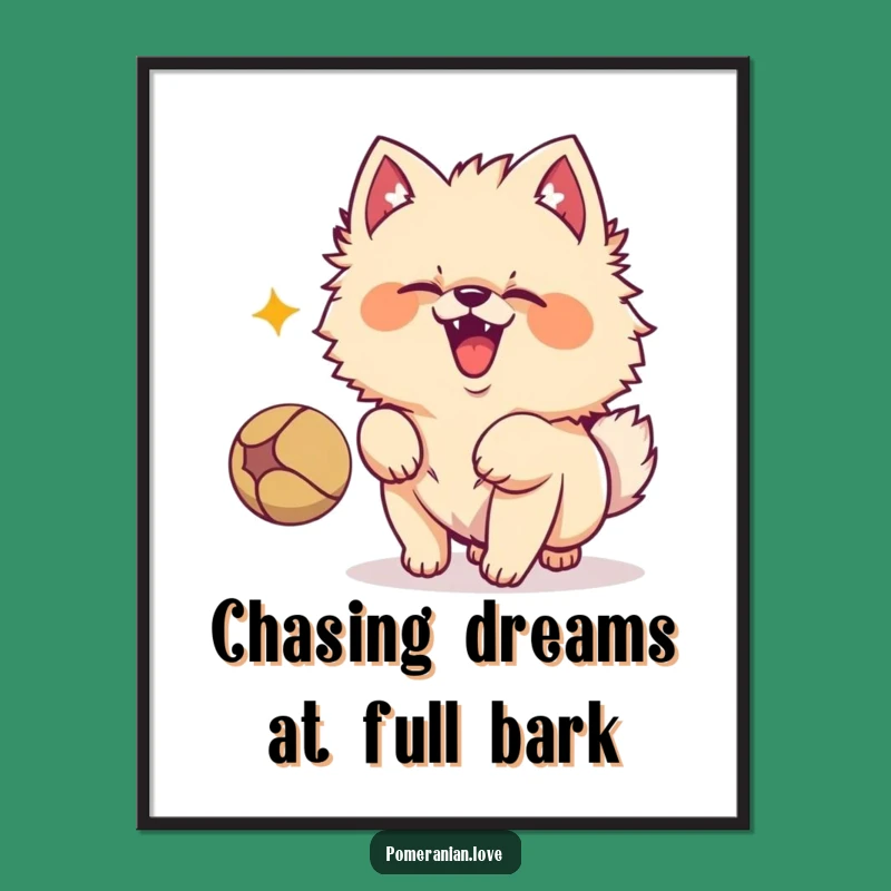 Free Printable Excited Pomeranian Humorous Wall Art - Downloadable Decor