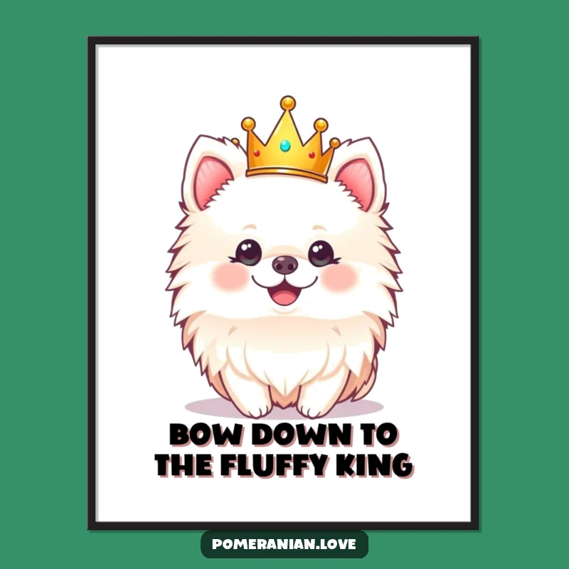 Crowned Pomeranian Art Free Printable: Royal Pup Downloadable Wall Decor