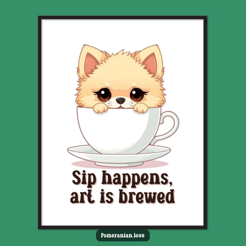 Free Printable Pomeranian Wall Art: Curious Teacup Pup Downloadable Art Gift