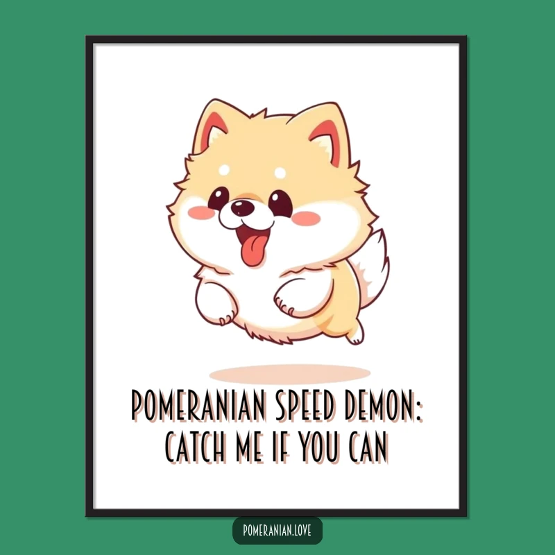 Free Printable Pomeranian Wall Art: Funny Running Dog Downloadable Decor