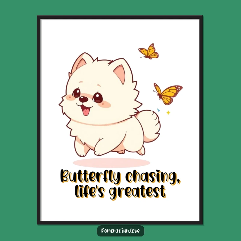 Free Printable Wall Art: Playful Pomeranian, Funny Downloadable Dog Art Gift