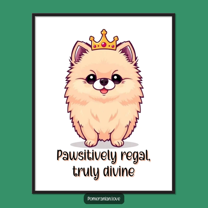 Funny Free Printable Wall Art: Proud Pomeranian King, Downloadable Decor
