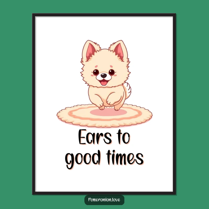 Funny Pomeranian Art Free Printable: Bouncing Dog Big Ears Downloadable Decor