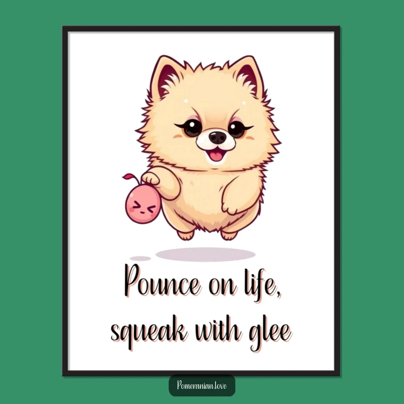 Funny Free Printable Wall Art: Determined Pomeranian Toy Leaper, Downloadable Decor