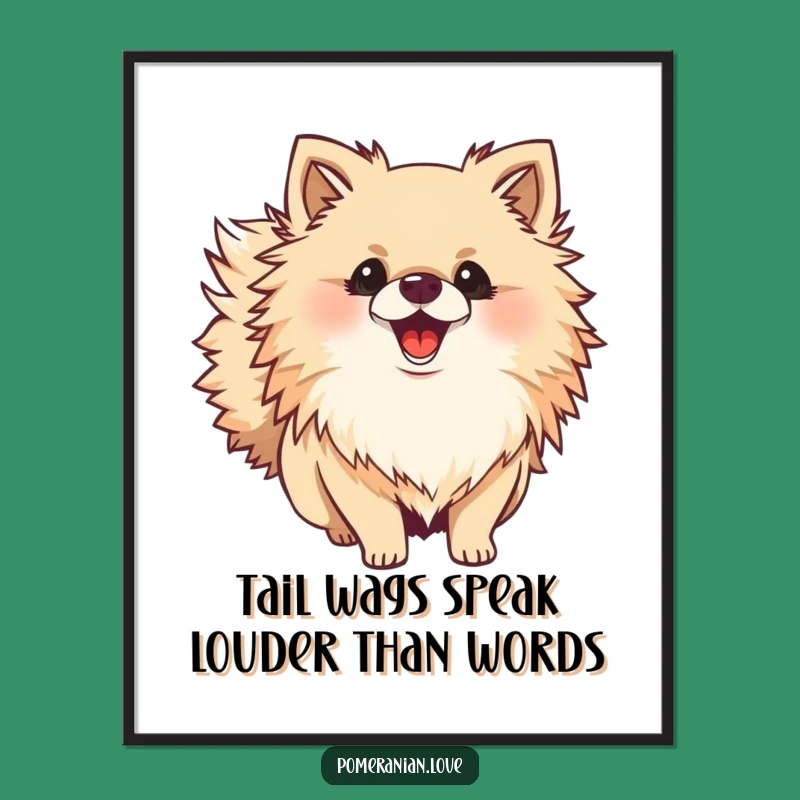 Free Printable Wall Art: Excited Pomeranian Dog Art Funny Downloadable Decor