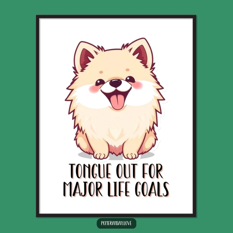 Free Printable Funny Wall Art: Tongue Out Pomeranian - Playful Downloadable Decor