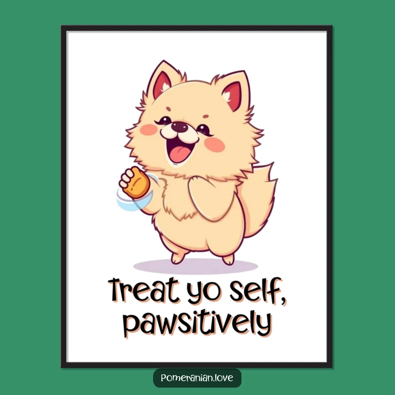 Jumping Pomeranian Art Free Printable: Energetic Treat Pup Downloadable Decor