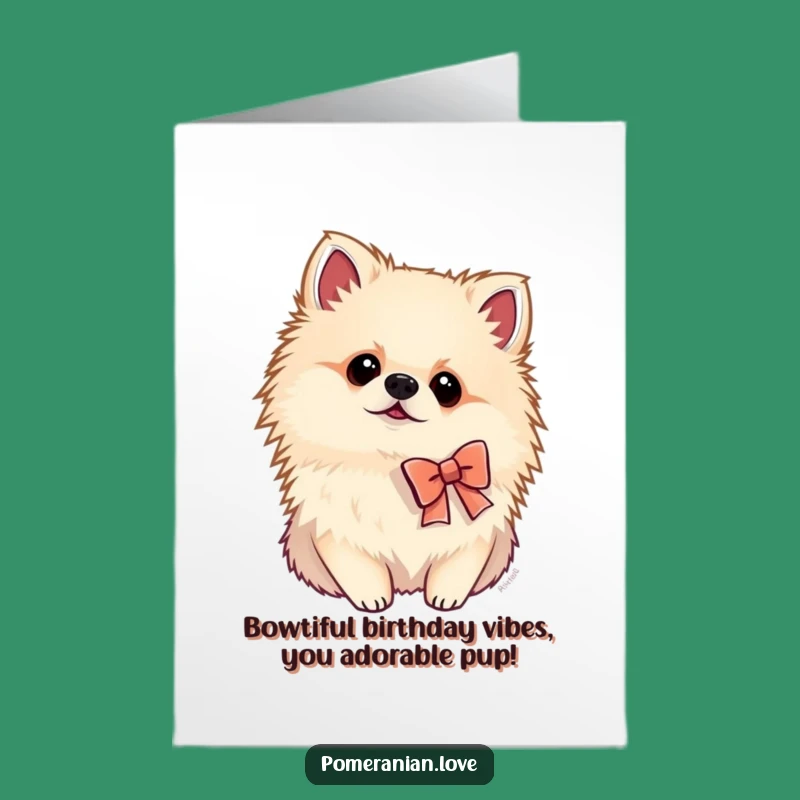 Free Printable Birthday Card: Curious Pomeranian Bow Tie Funny Downloadable Gift