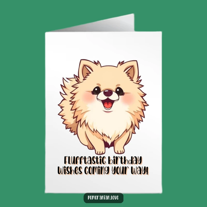 Free Printable Birthday Card: Excited Pomeranian Wagging Tail Funny Downloadable Gift