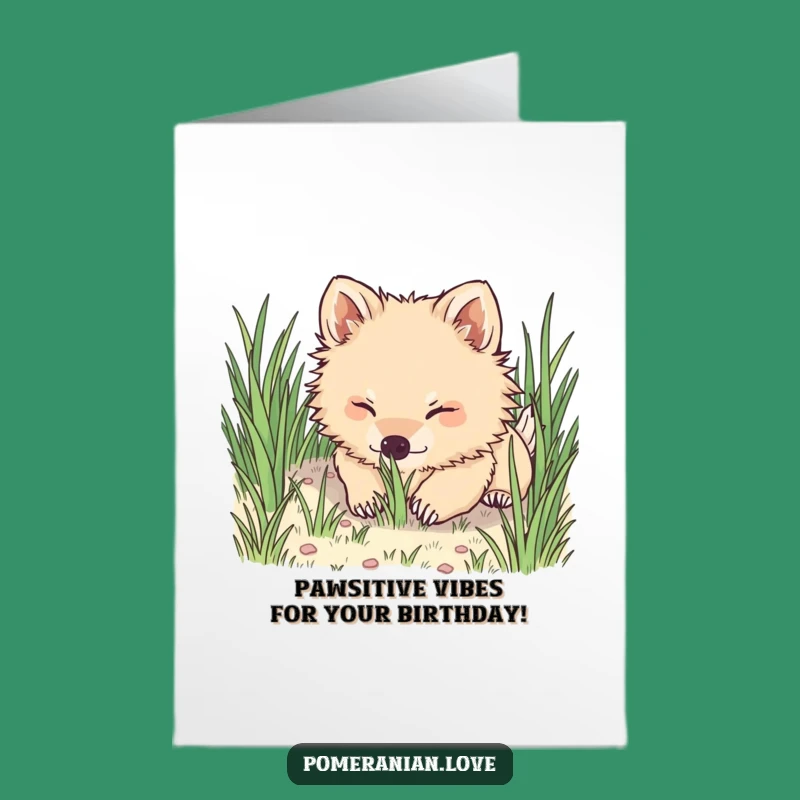 Free Printable Birthday Card: Funny Pomeranian Digging, Perfect DIY Downloadable Gift