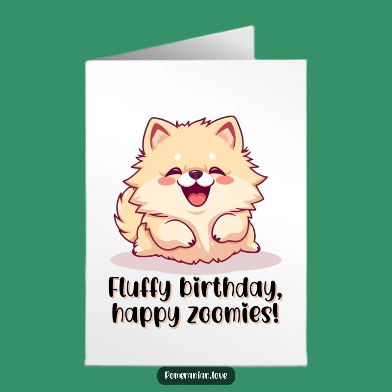 Free Printable Birthday Card: Funny Pomeranian Yipping Joyfully - Downloadable Greeting
