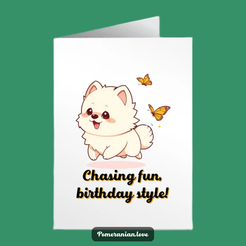 Free Printable Birthday Card: Playful Pomeranian, Funny Dog Downloadable Gift for Joyful Celebrations